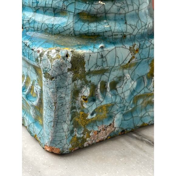 Unbranded Large Ceramic Finial Turquoise Crackle Glaze Architectural 19" - Picture 7 of 9